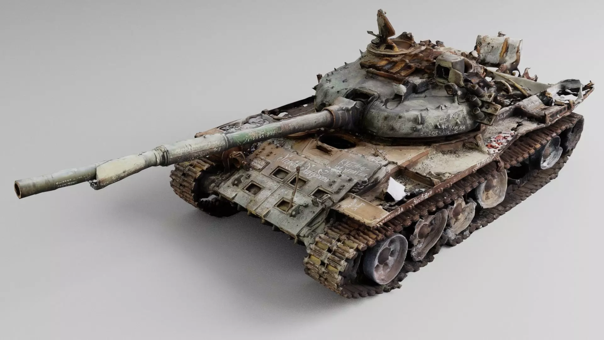 Russian T-72 tank destroyed by Ukrainian army 3D model_0
