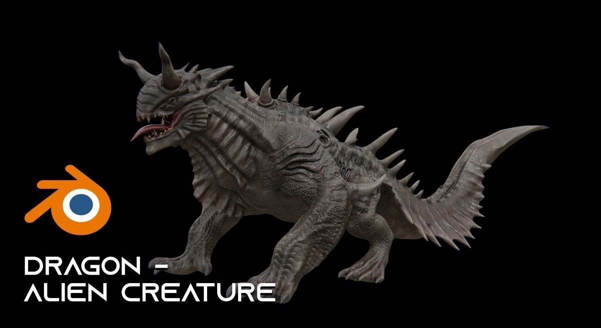 Dragon Alien Creature Low-poly 3D model_23