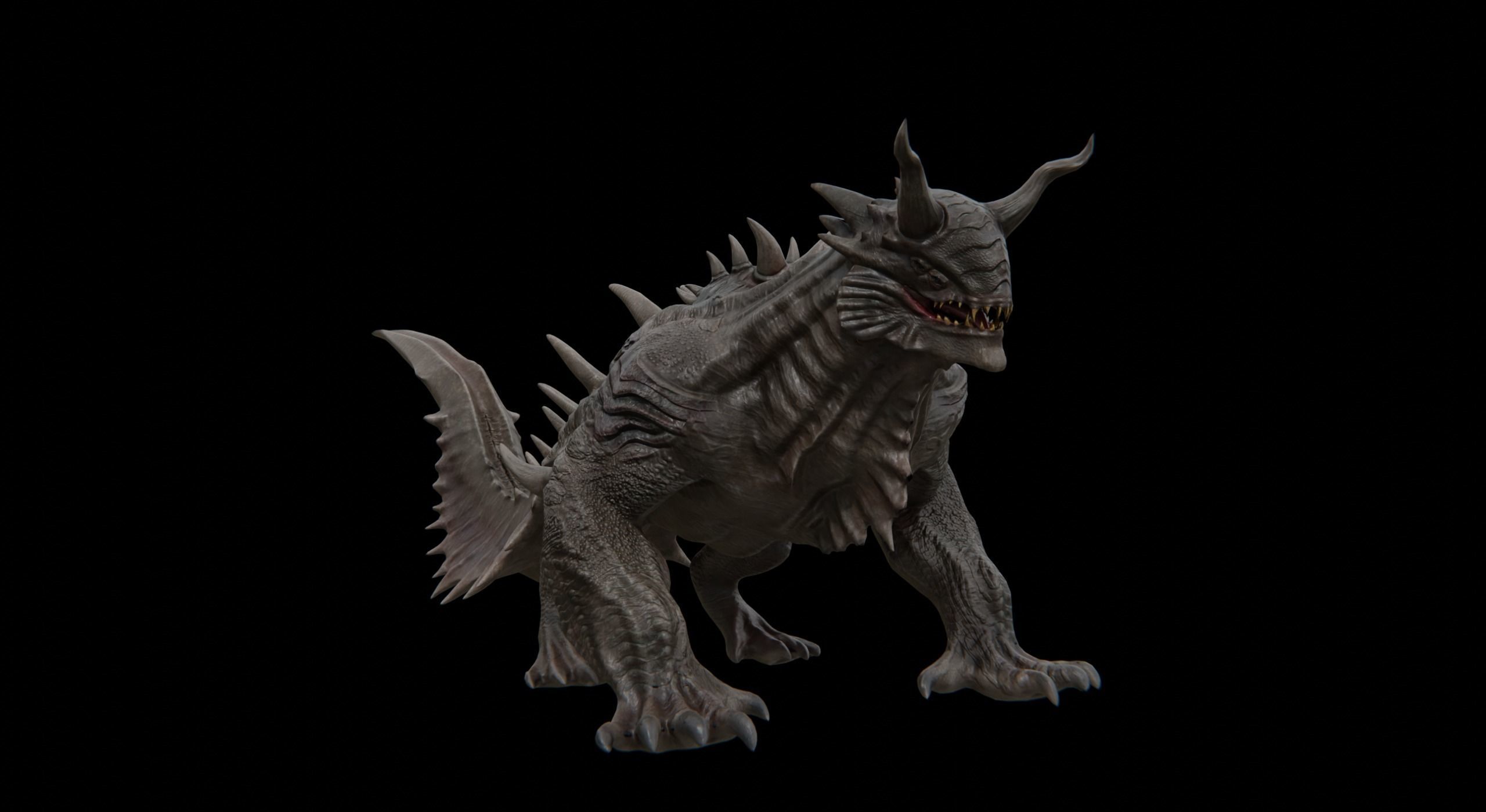 Dragon Alien Creature Low-poly 3D model_4