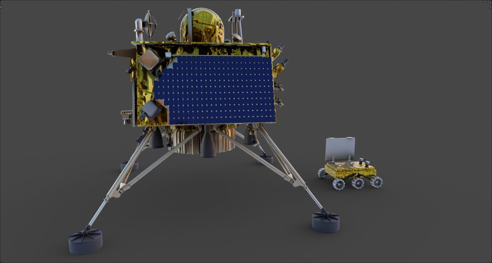 Vikram Chandrayan 3 - Chandrayaan and Moon rover 3D model_8