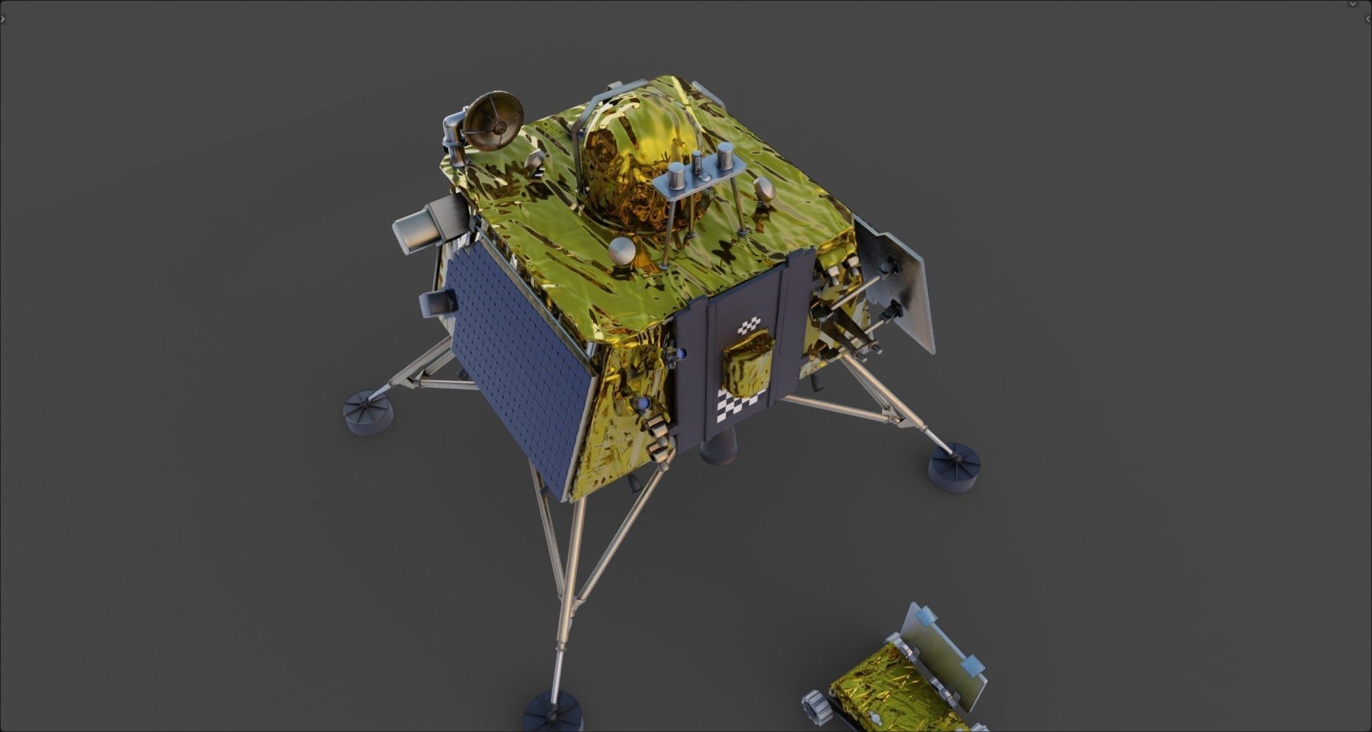 Vikram Chandrayan 3 - Chandrayaan and Moon rover 3D model_11
