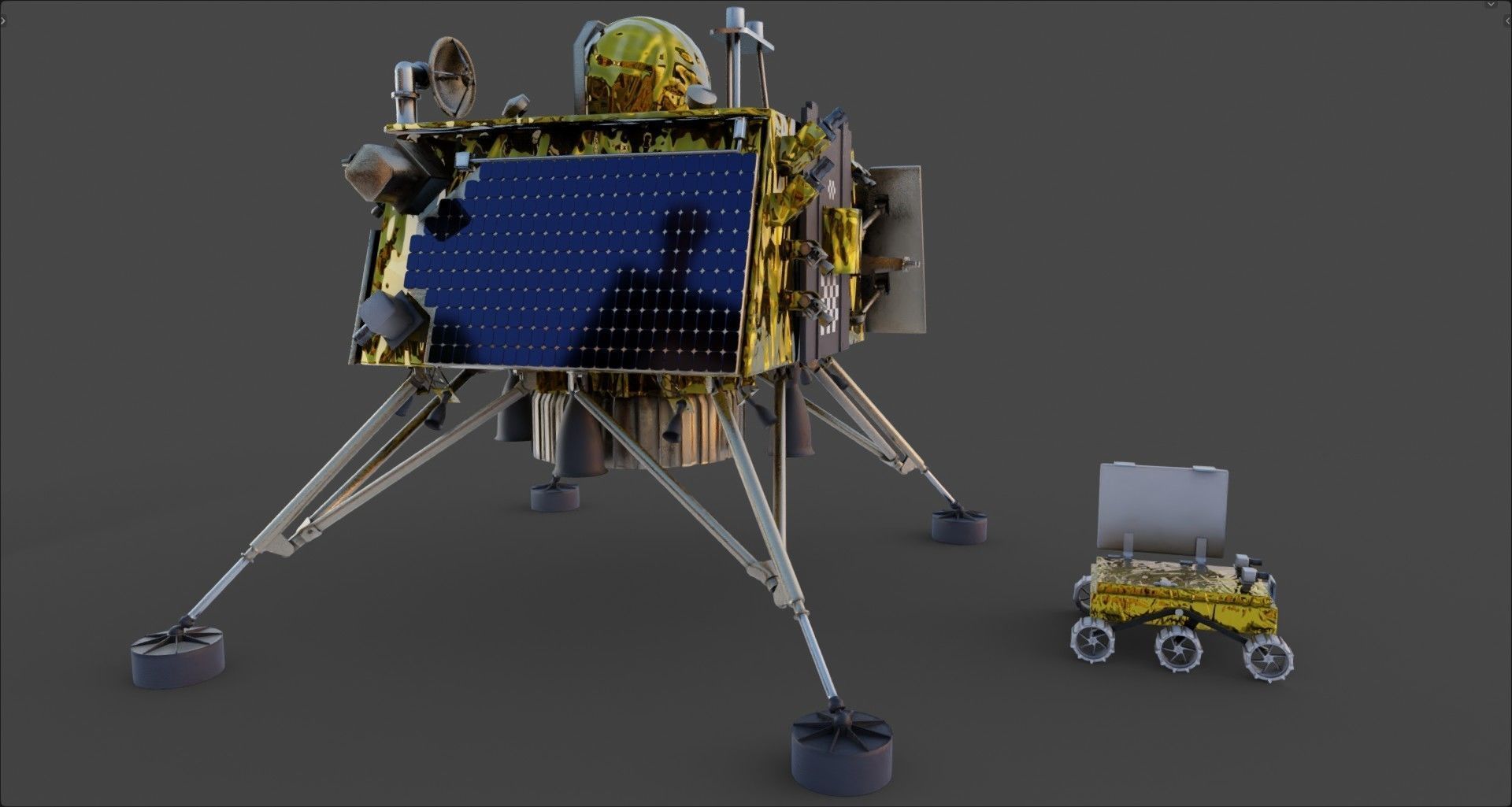 Vikram Chandrayan 3 - Chandrayaan and Moon rover 3D model_9