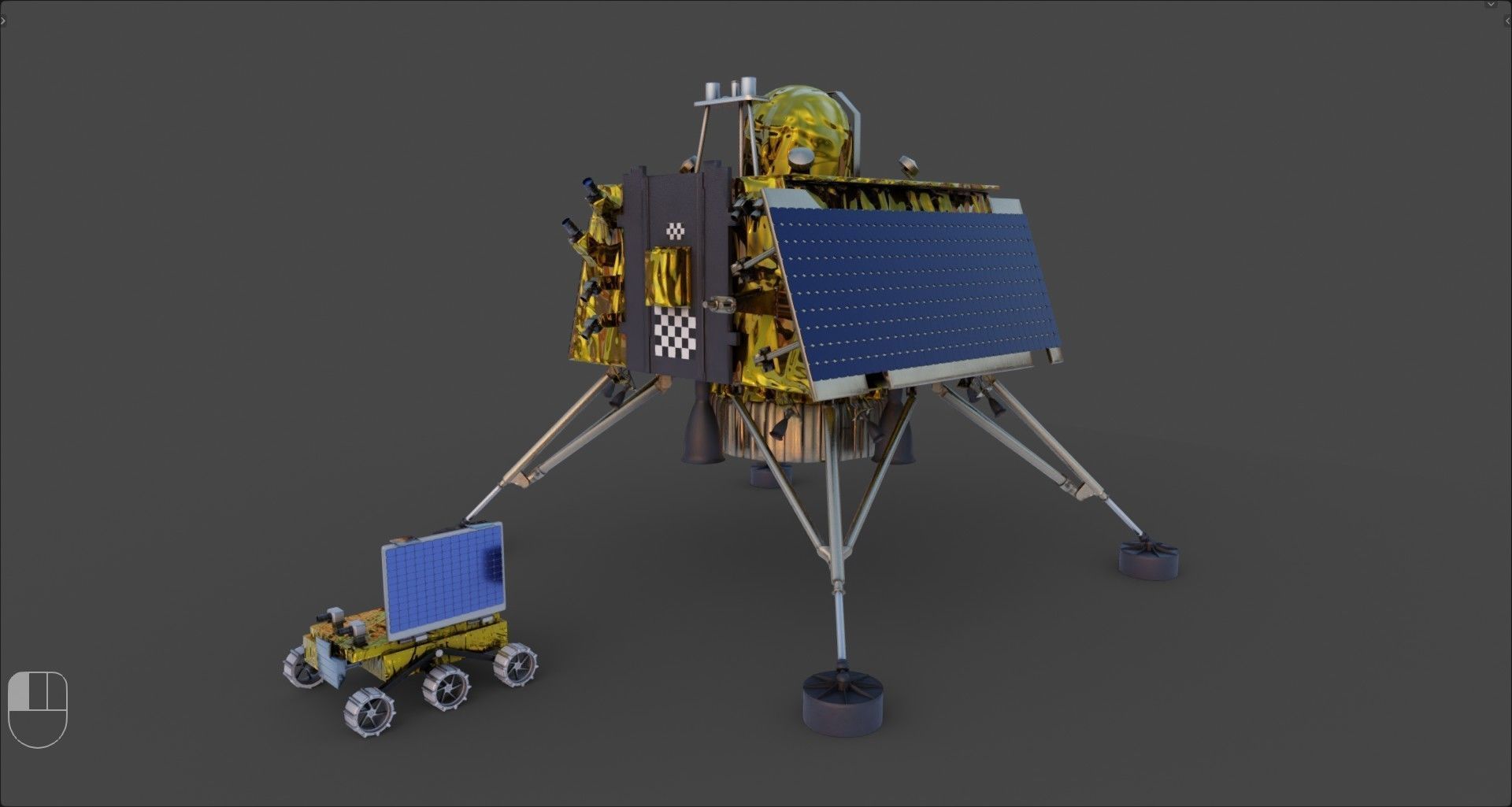 Vikram Chandrayan 3 - Chandrayaan and Moon rover 3D model_2