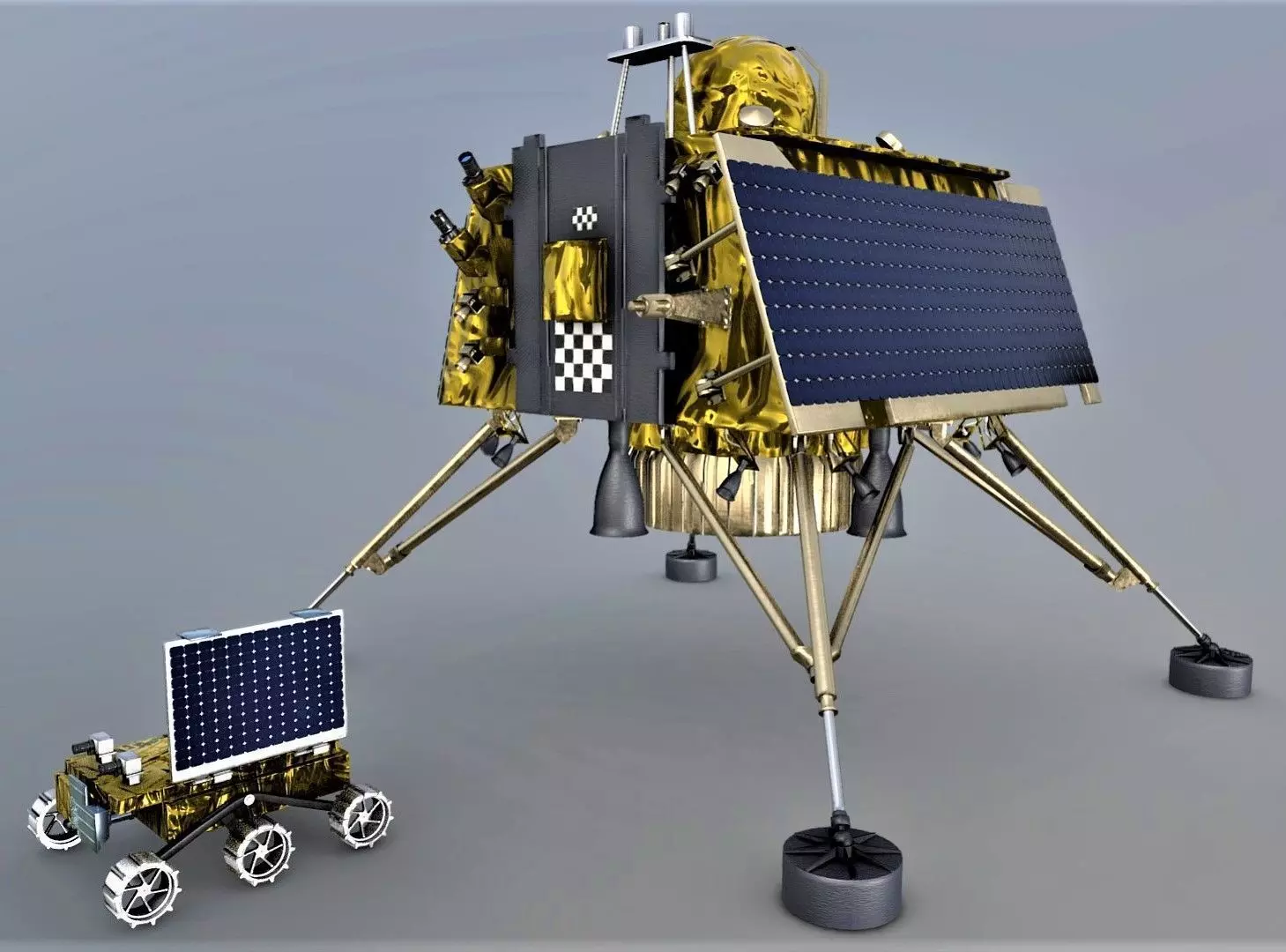 Vikram Chandrayan 3 - Chandrayaan and Moon rover 3D model_0