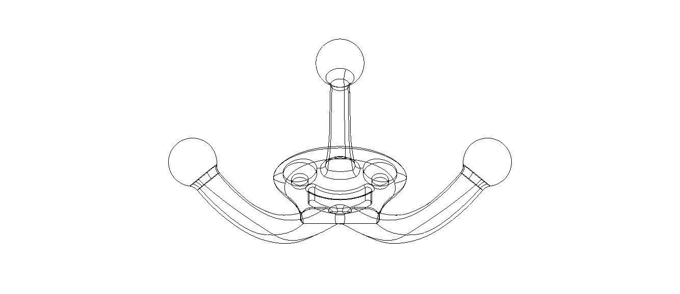 Plastic Triple Coat Hook 3D print model_28