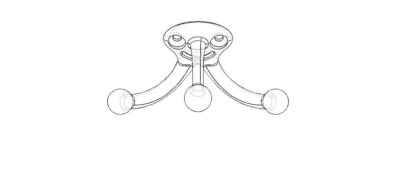 Plastic Triple Coat Hook 3D print model_19