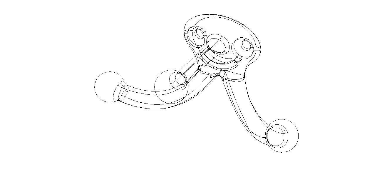 Plastic Triple Coat Hook 3D print model_12