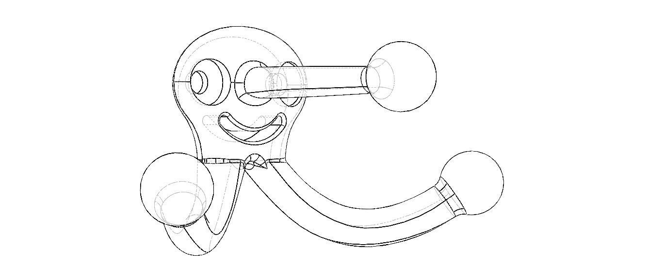 Plastic Triple Coat Hook 3D print model_35