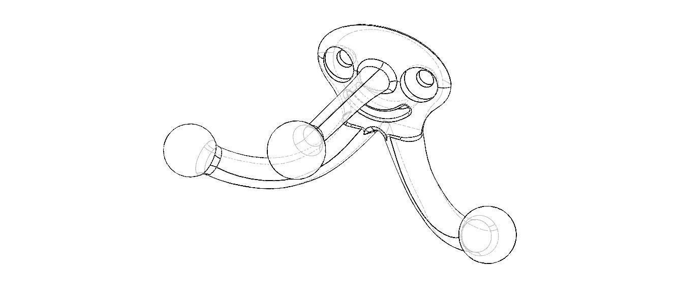 Plastic Triple Coat Hook 3D print model_11