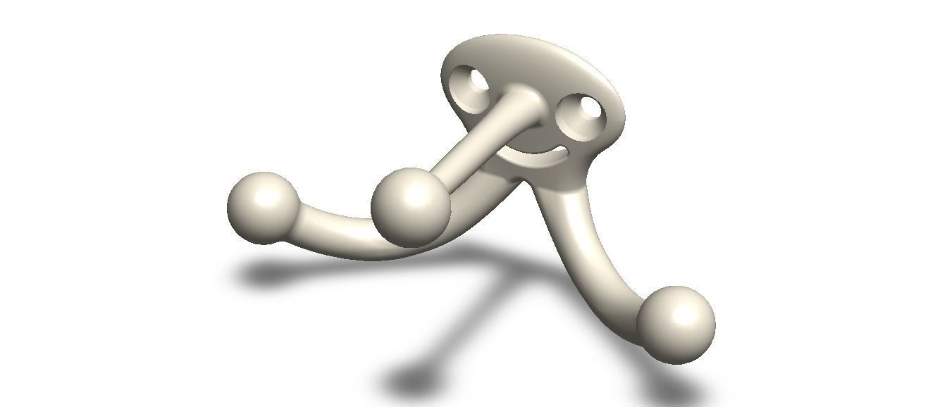 Plastic Triple Coat Hook 3D print model_13