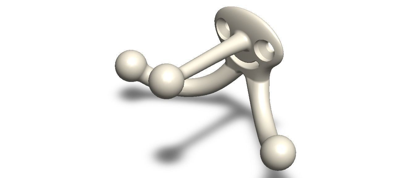 Plastic Triple Coat Hook 3D print model_9