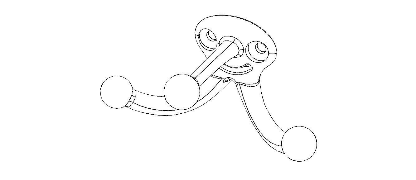 Plastic Triple Coat Hook 3D print model_10