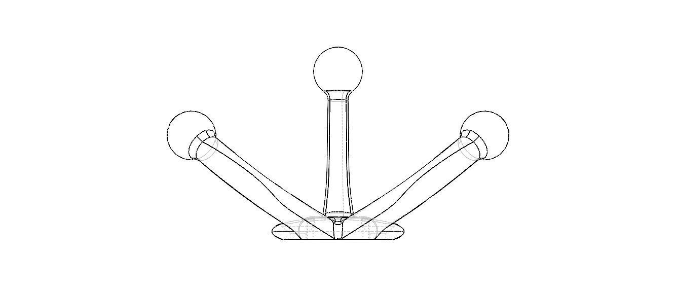 Plastic Triple Coat Hook 3D print model_31