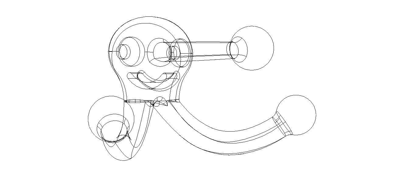 Plastic Triple Coat Hook 3D print model_36