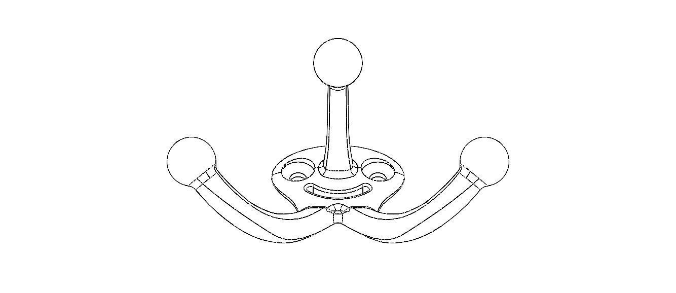 Plastic Triple Coat Hook 3D print model_26