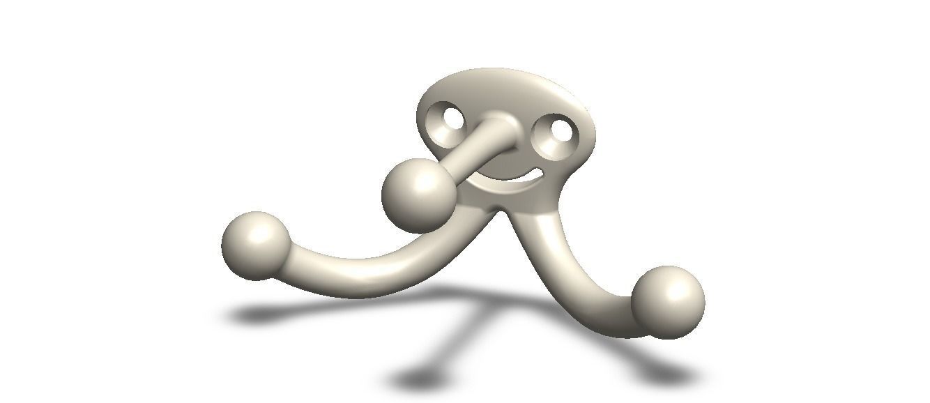 Plastic Triple Coat Hook 3D print model_5