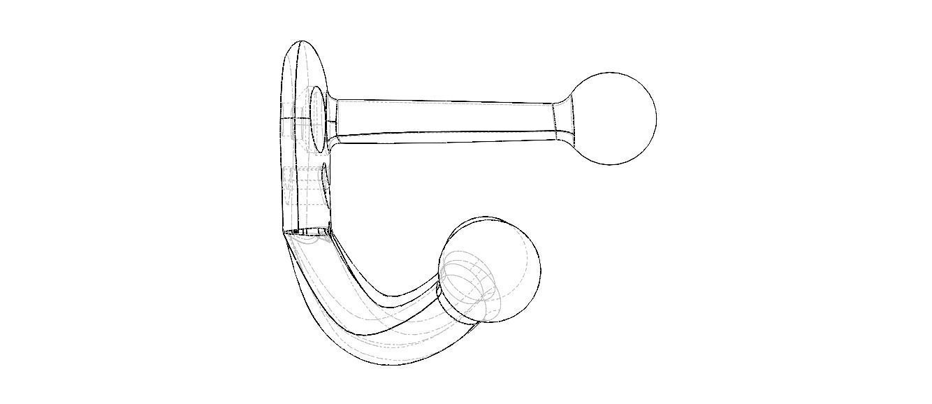 Plastic Triple Coat Hook 3D print model_39