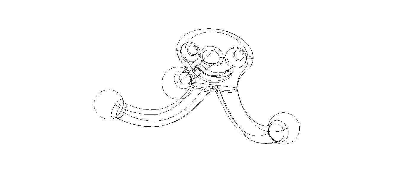 Plastic Triple Coat Hook 3D print model_4