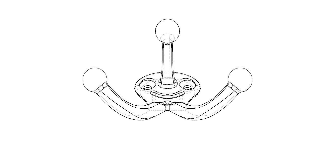 Plastic Triple Coat Hook 3D print model_27