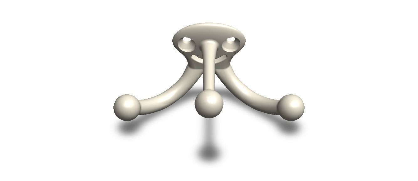 Plastic Triple Coat Hook 3D print model_21