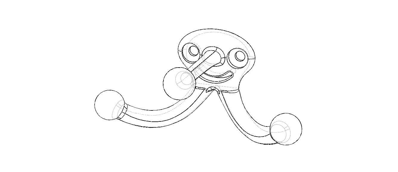 Plastic Triple Coat Hook 3D print model_3