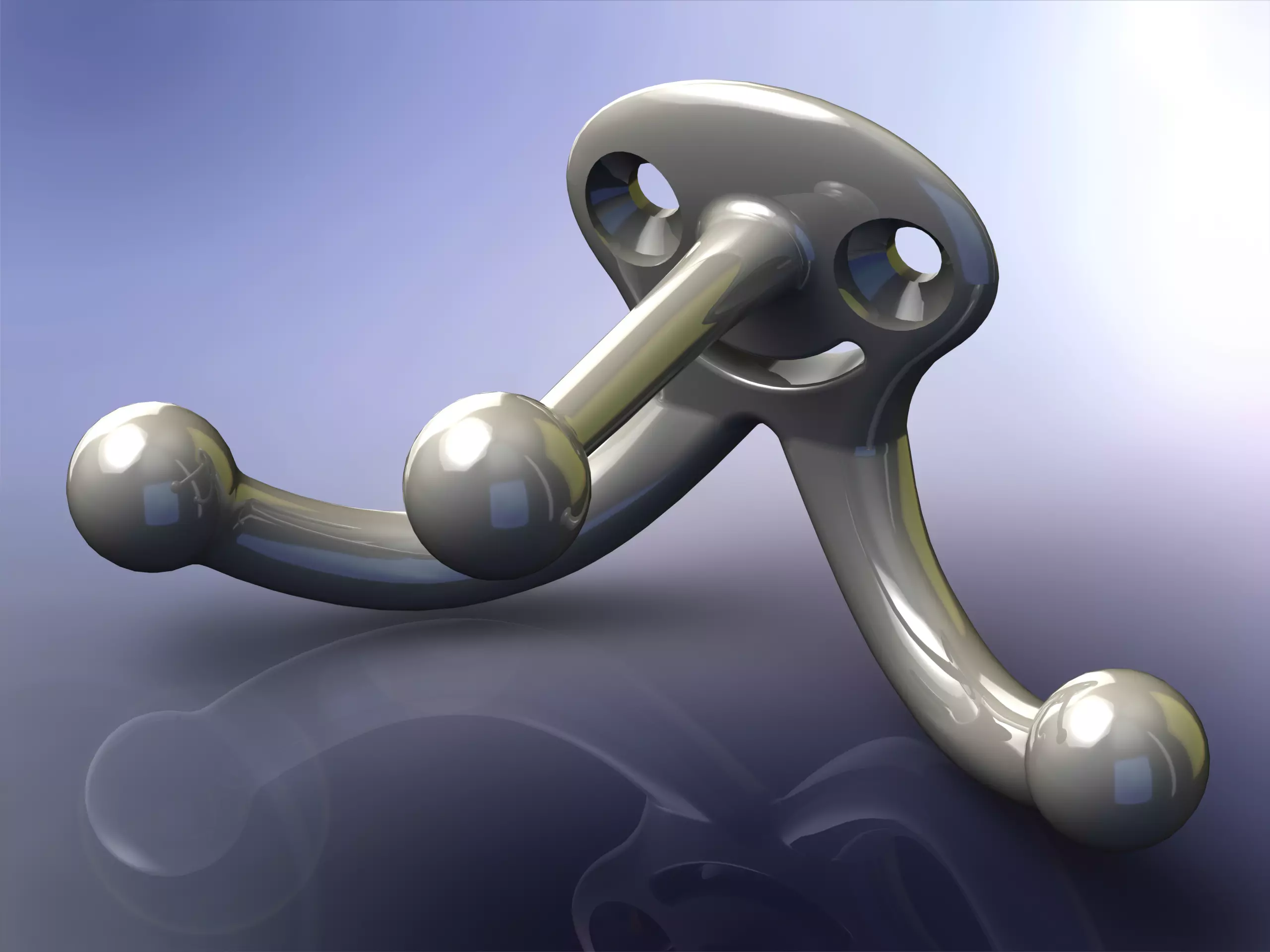 Plastic Triple Coat Hook 3D print model_0