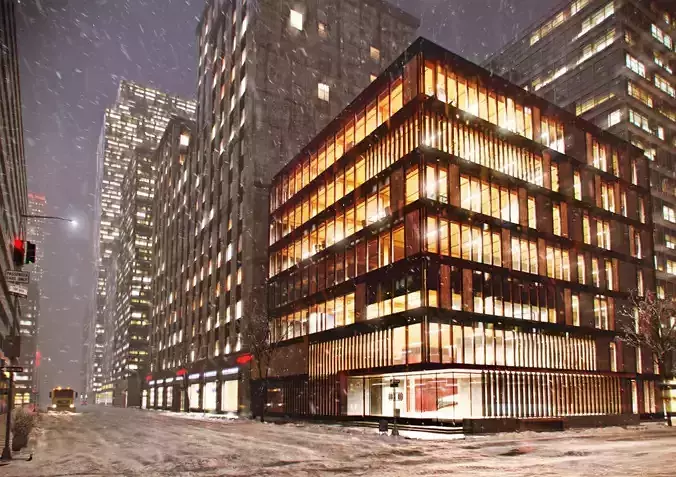 District Night Scene Commercial of