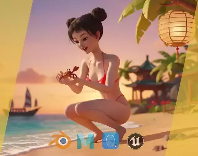 Asian Elegance girl Woman japanese korean Chinese Low-poly 3D model Asian Elegance girl Woman japanese korean Chinese Low-poly 3D model