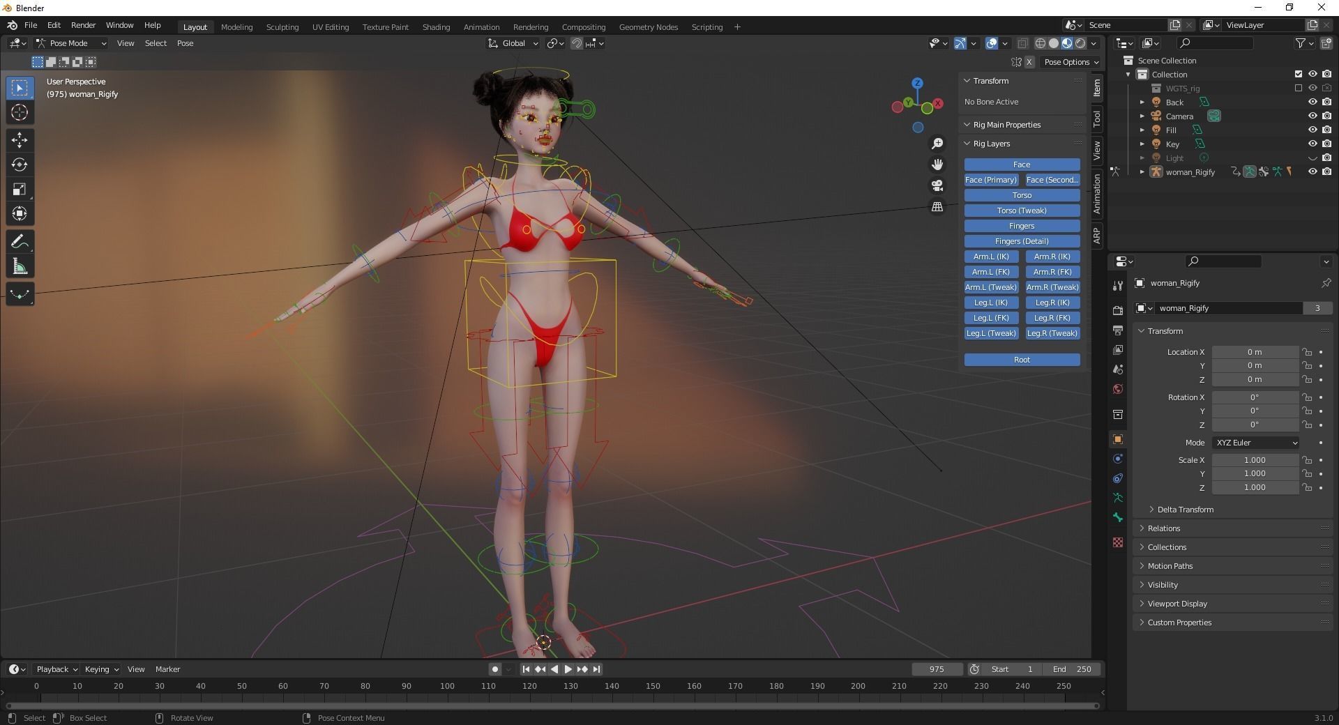 Asian Elegance girl Woman japanese korean Chinese Low-poly 3D model_21