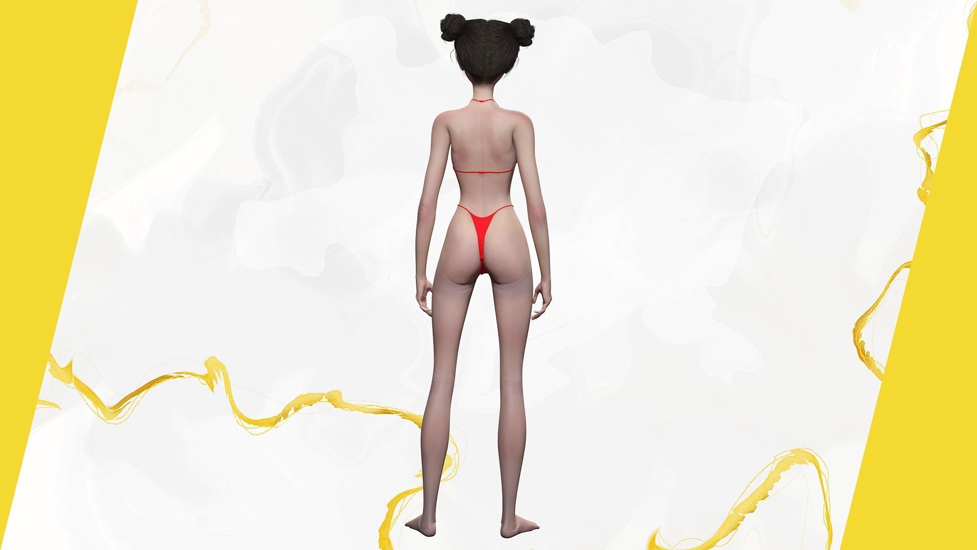 Asian Elegance girl Woman japanese korean Chinese Low-poly 3D model_6