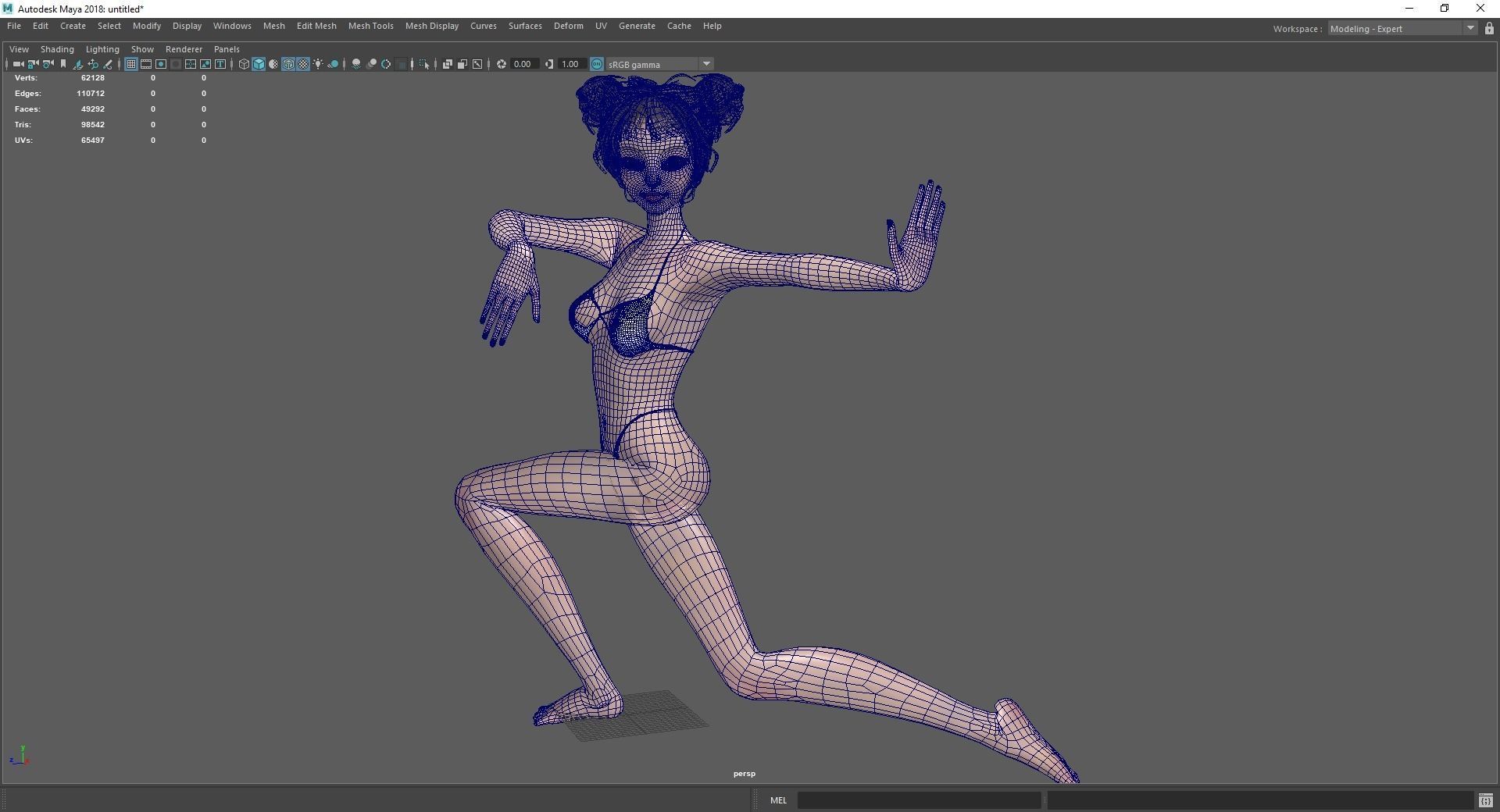 Asian Elegance girl Woman japanese korean Chinese Low-poly 3D model_31