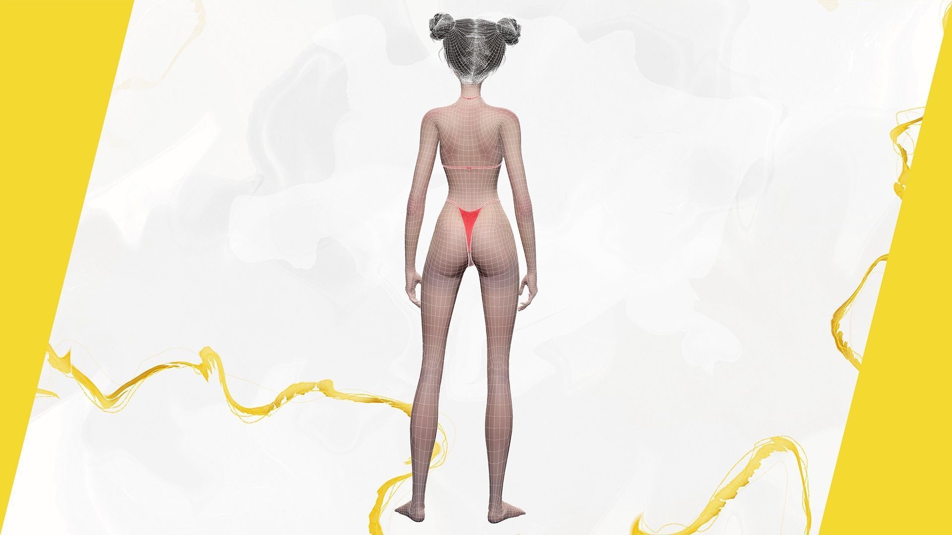 Asian Elegance girl Woman japanese korean Chinese Low-poly 3D model_38