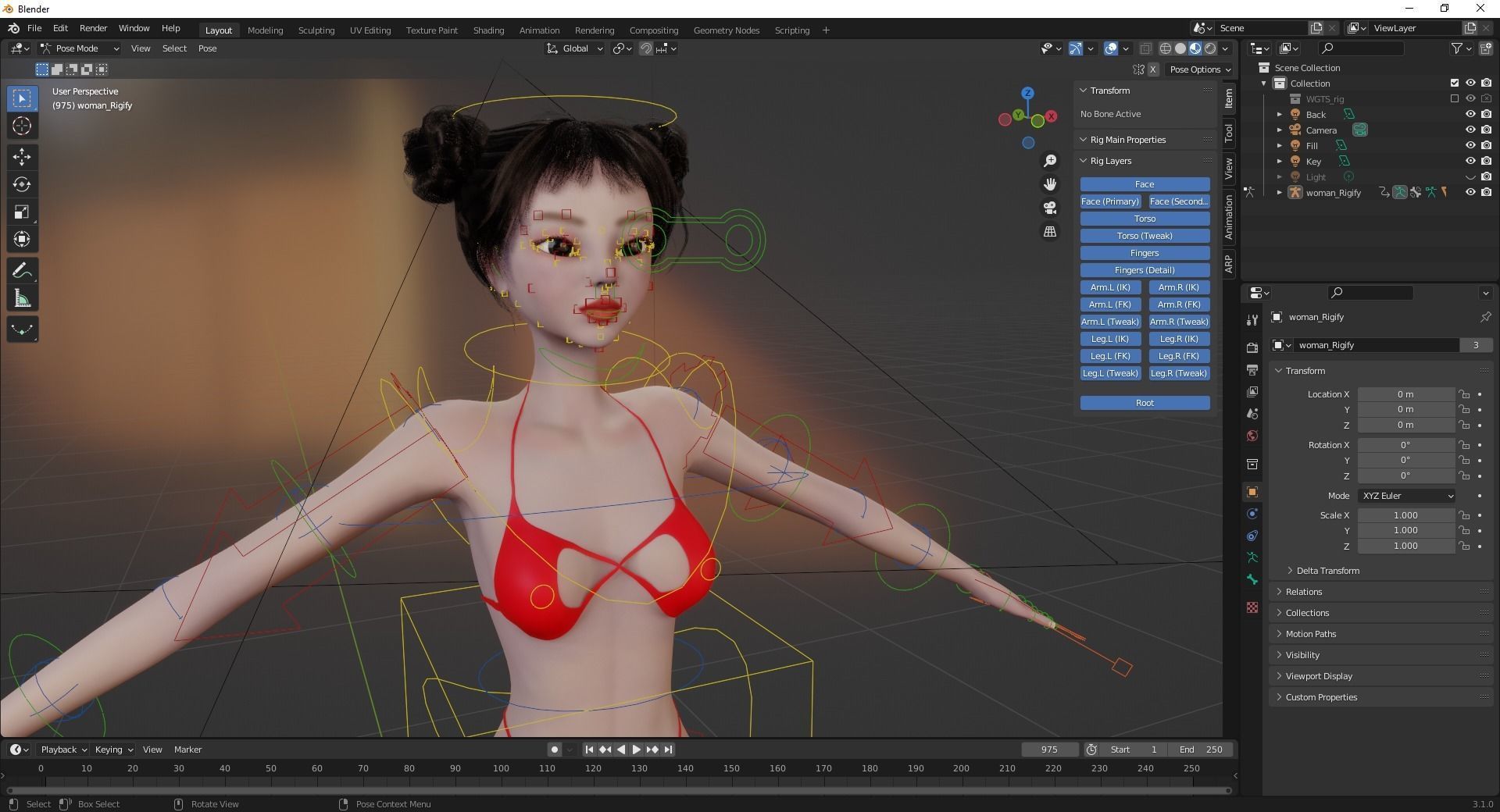 Asian Elegance girl Woman japanese korean Chinese Low-poly 3D model_22