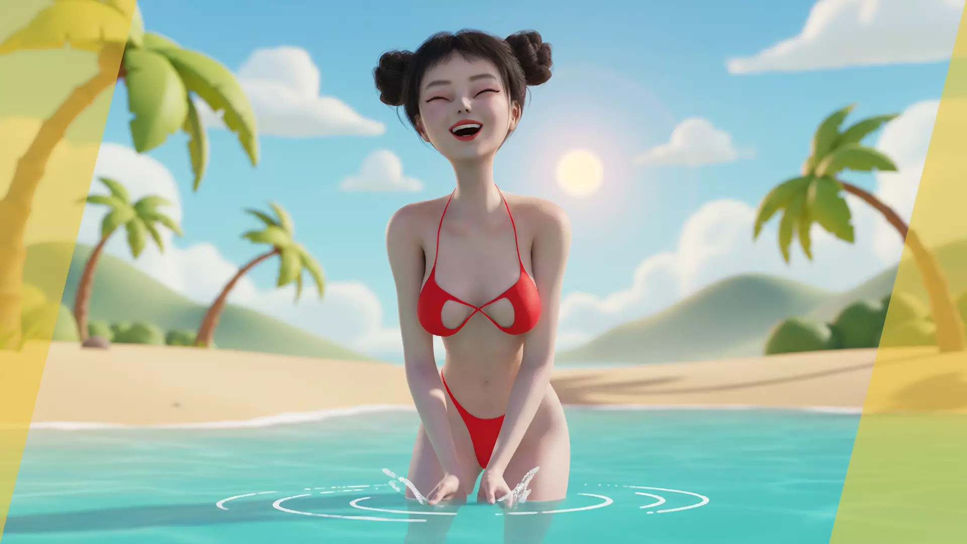 Asian Elegance girl Woman japanese korean Chinese Low-poly 3D model_3