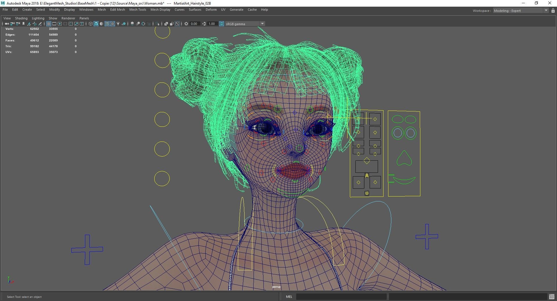 Asian Elegance girl Woman japanese korean Chinese Low-poly 3D model_30