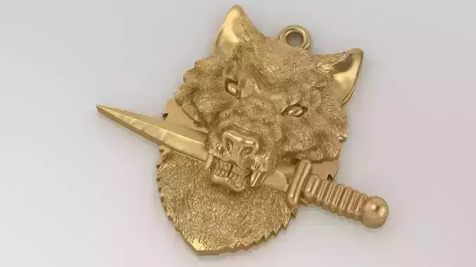 Wolf pendant with knife 3D print model