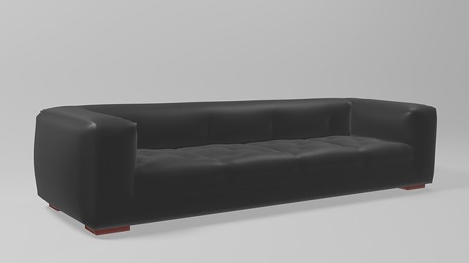 Leather black sofa Low-poly 3D model