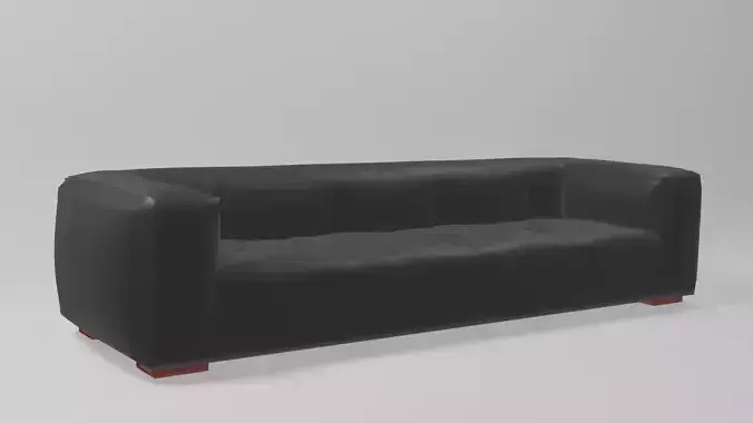 Leather black sofa Low-poly 3D model