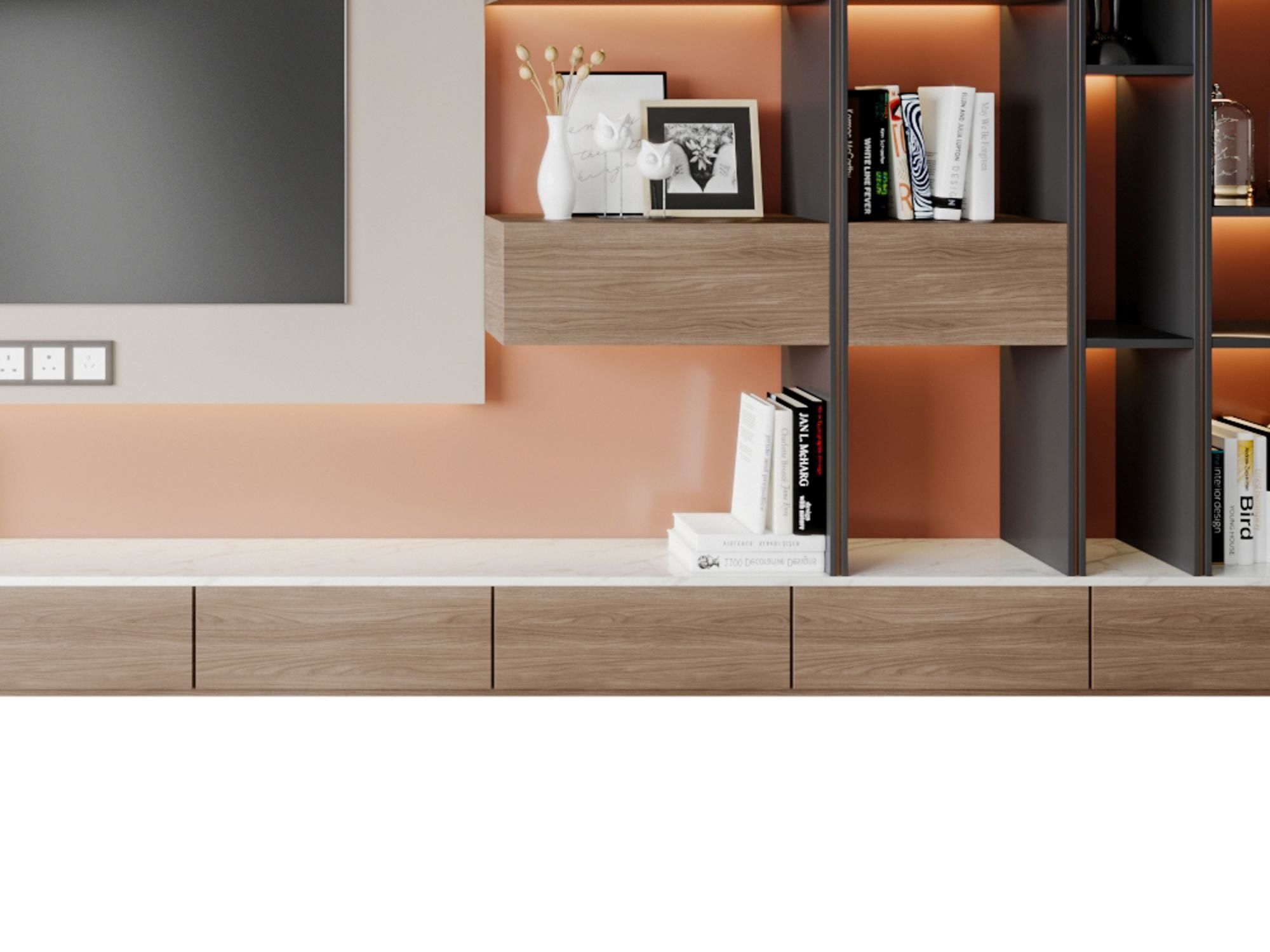 minimalist background TV wall Modern 3D model_4