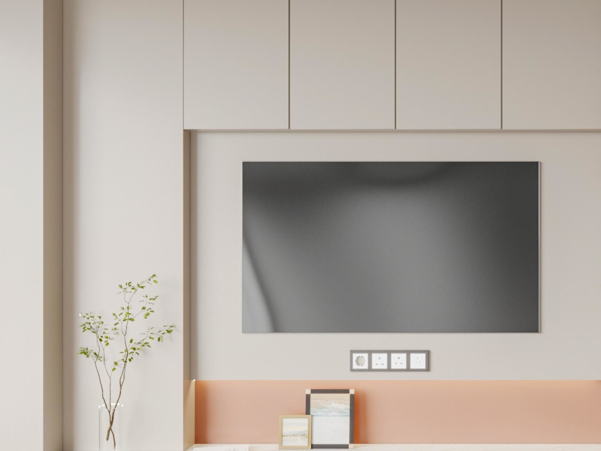 minimalist background TV wall Modern 3D model_1