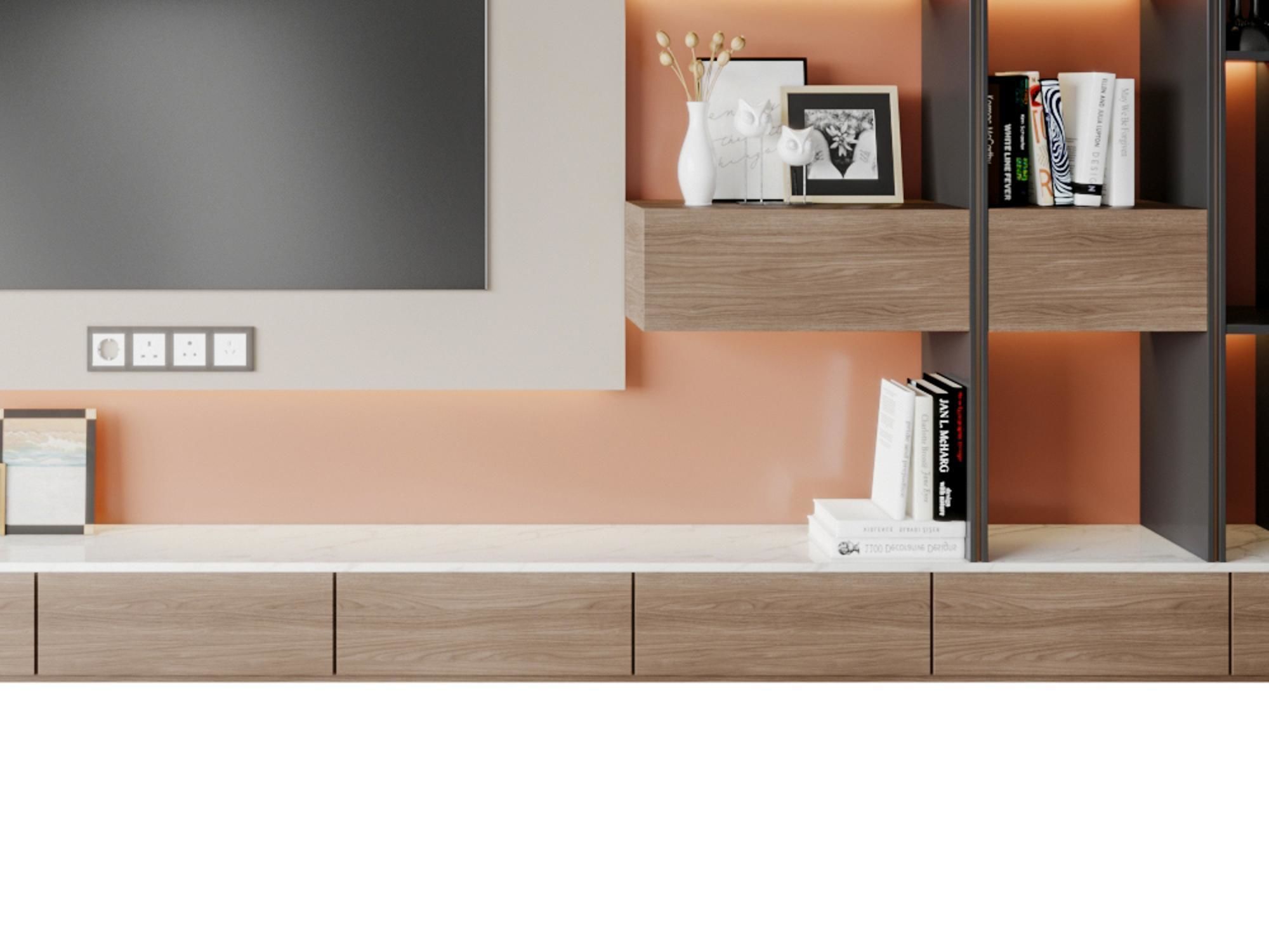 minimalist background TV wall Modern 3D model_5