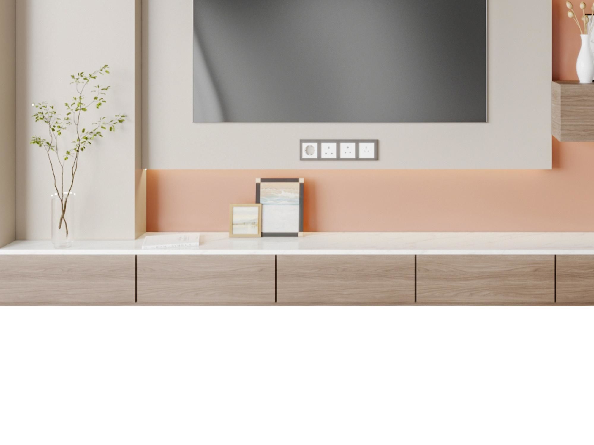 minimalist background TV wall Modern 3D model_3