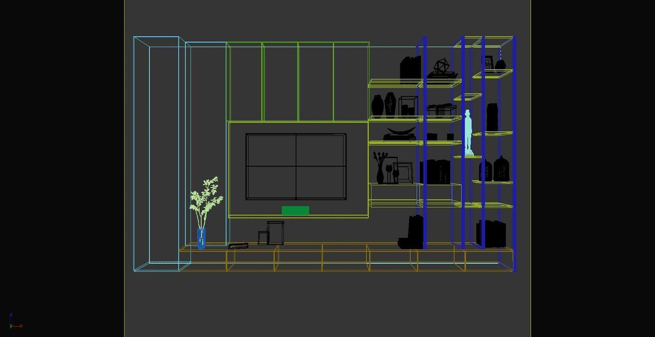 minimalist background TV wall Modern 3D model_6