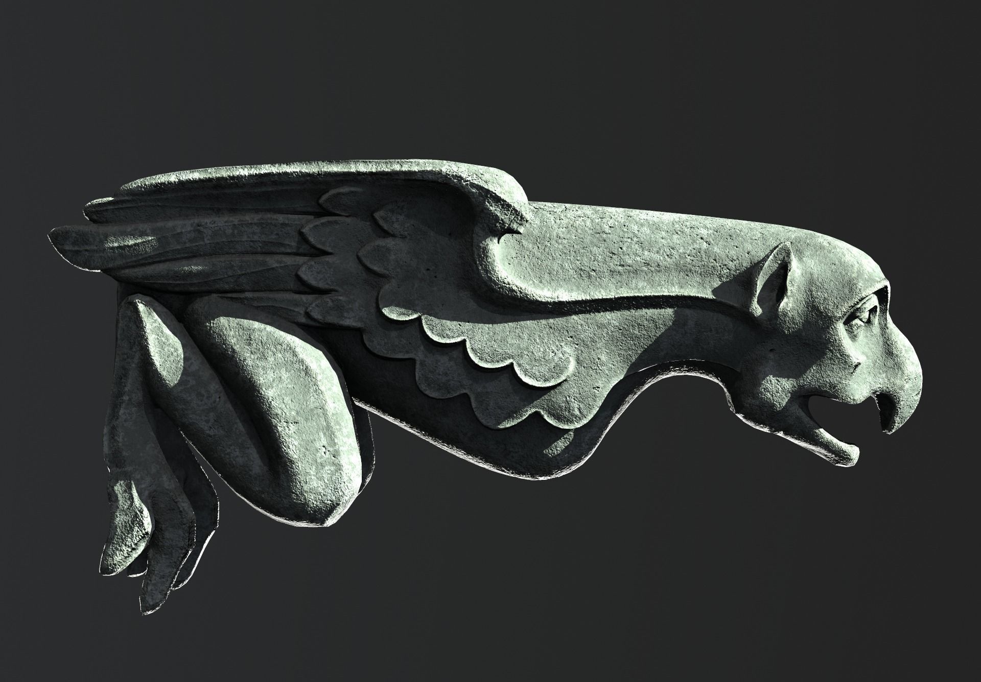 Waterspout Gargoyle Harpy Low-poly 3D model_3