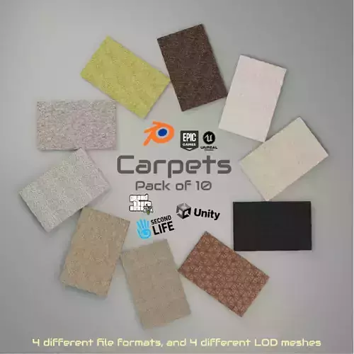3D carpets Pack of 10 variants Free low-poly 3D model