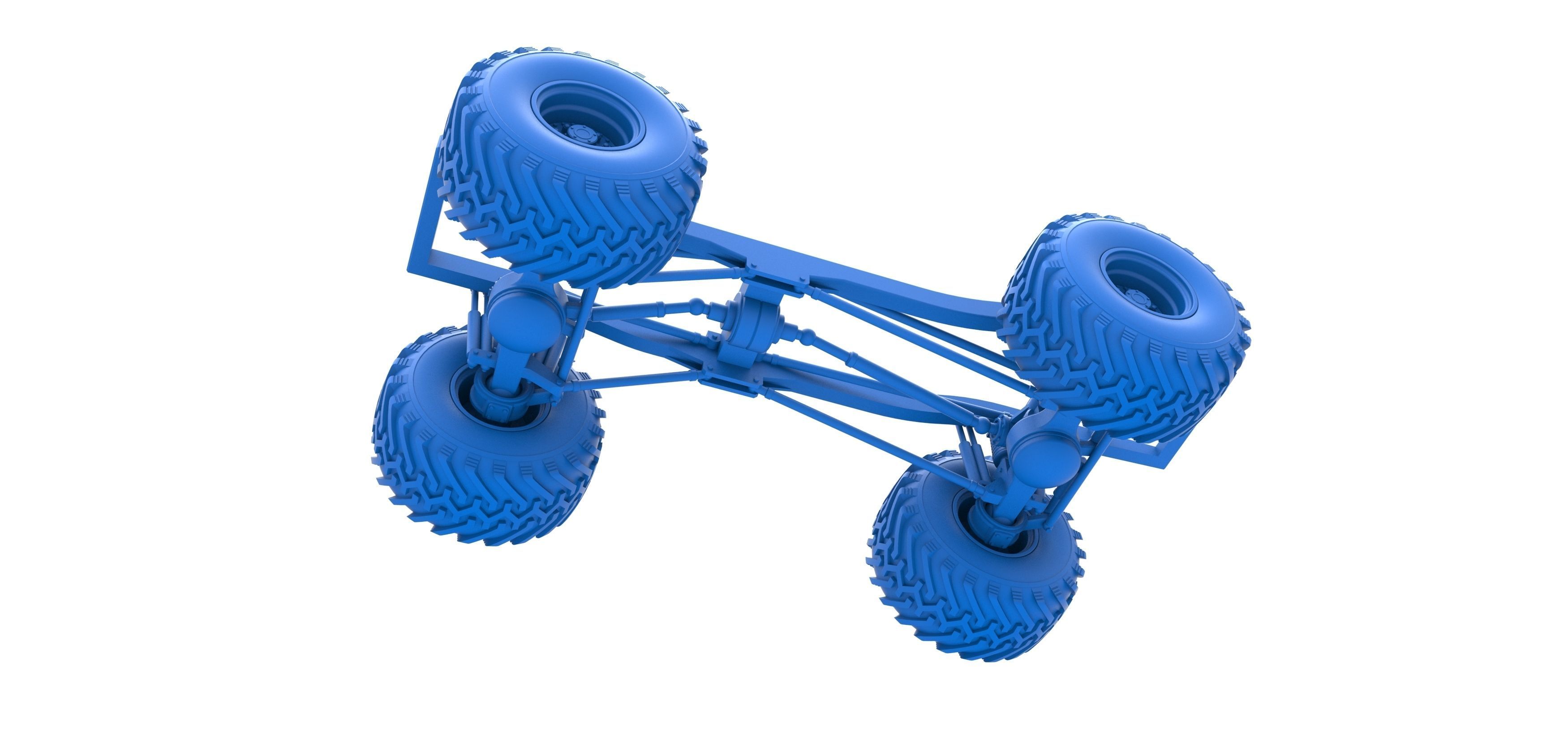 Chassis of vintage Ranger monster truck Scale 1 to 25 3D print model_16