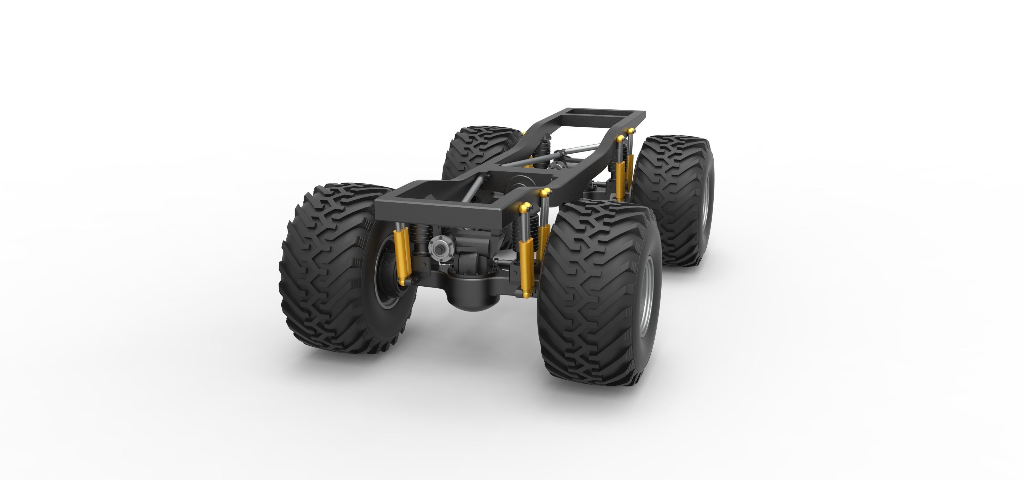 Chassis of vintage Ranger monster truck Scale 1 to 25 3D print model_4