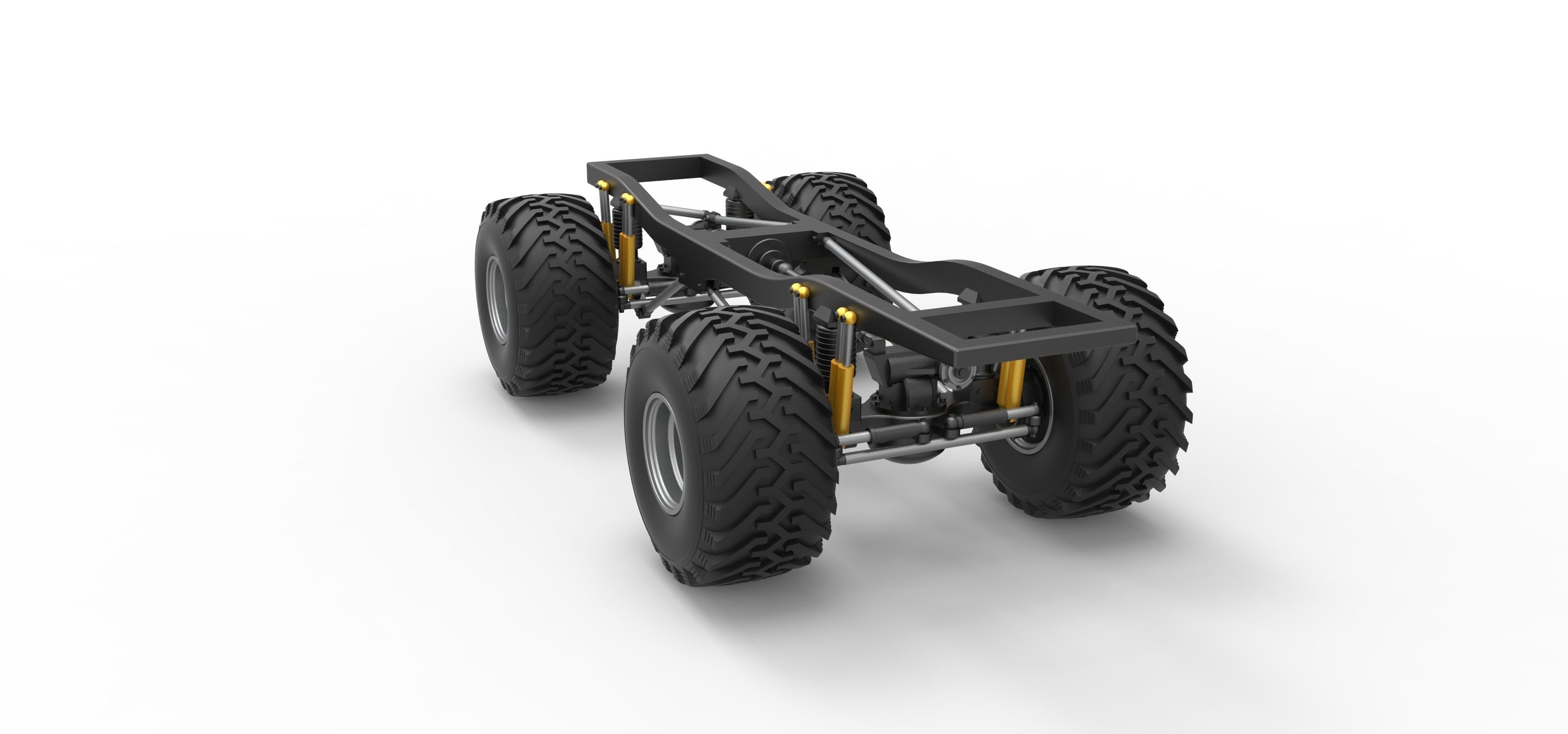 Chassis of vintage Ranger monster truck Scale 1 to 25 3D print model_11