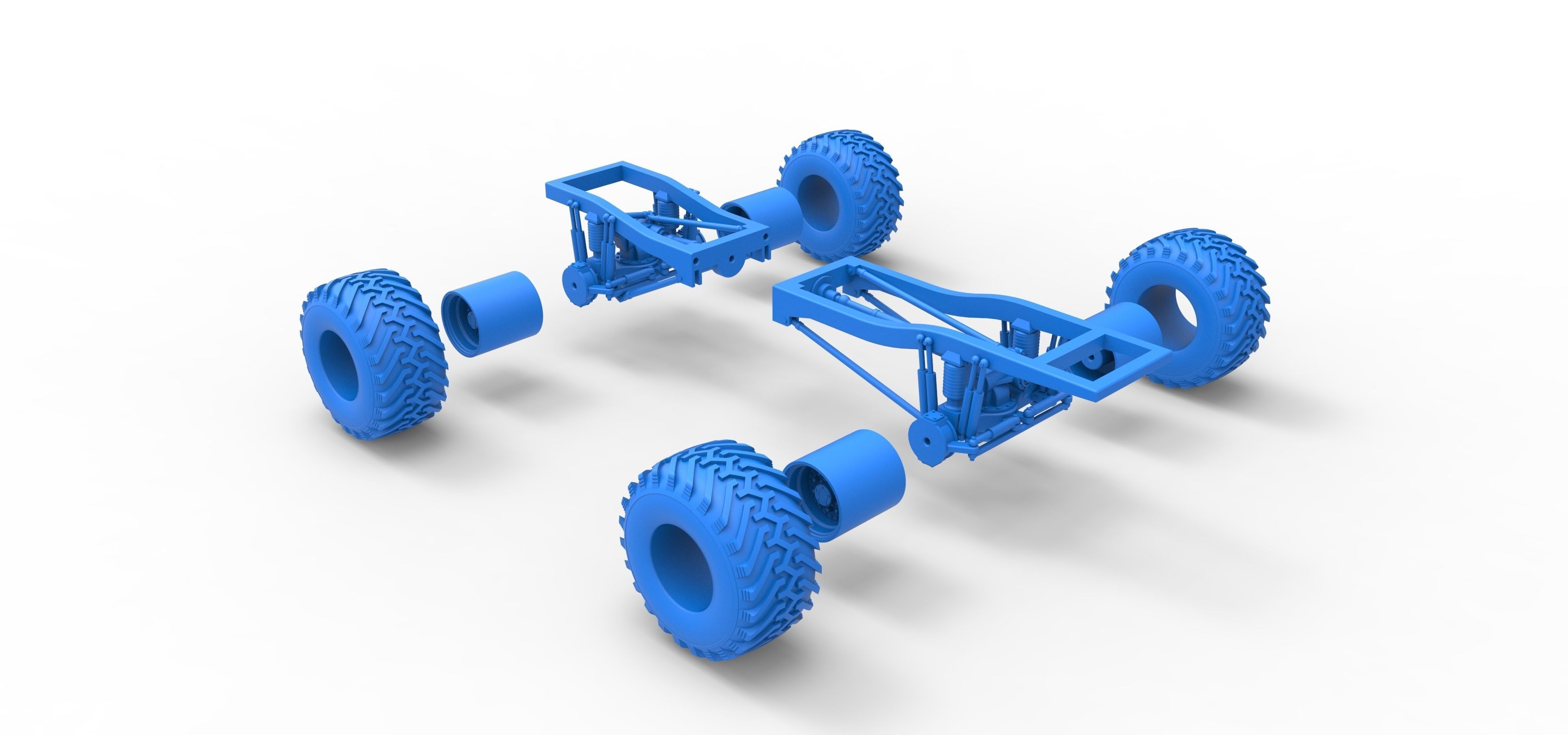 Chassis of vintage Ranger monster truck Scale 1 to 25 3D print model_33