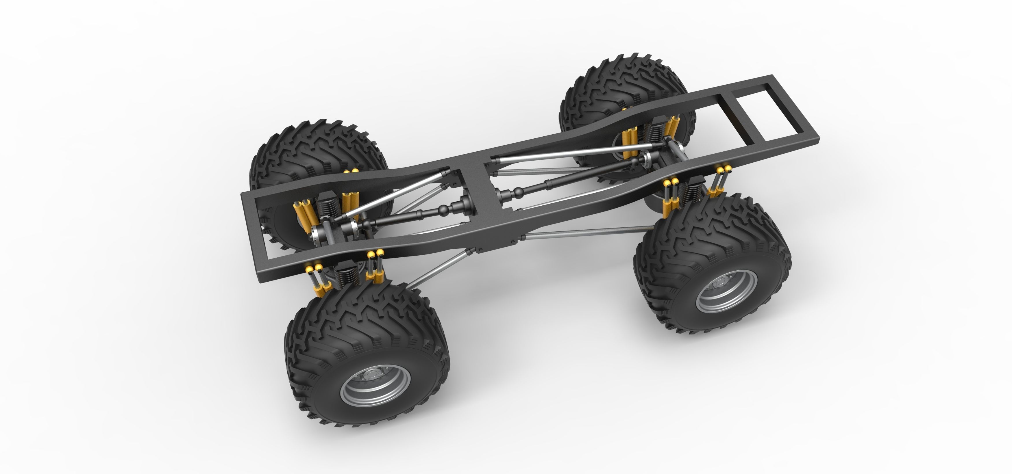Chassis of vintage Ranger monster truck Scale 1 to 25 3D print model_3